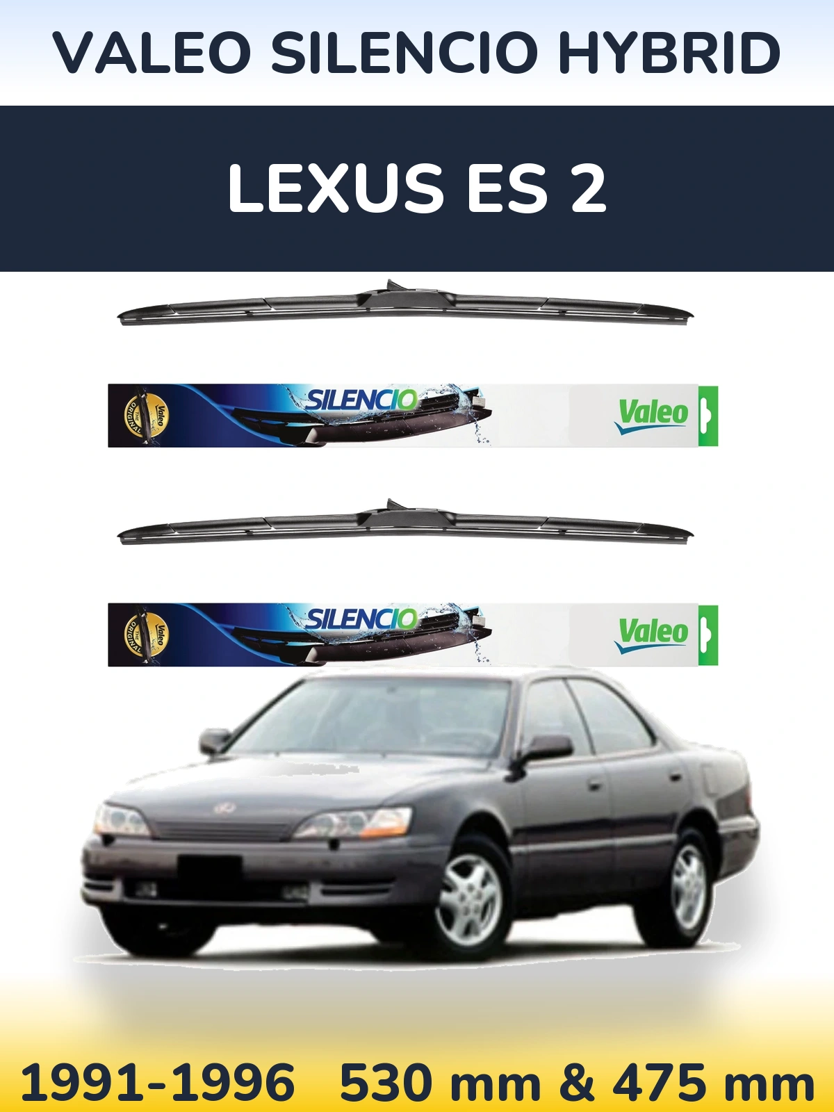 Komplet przednich wycieraczek Valeo Silencio Hybrid 530 & 475 mm do Lexus ES 2 1991-1996