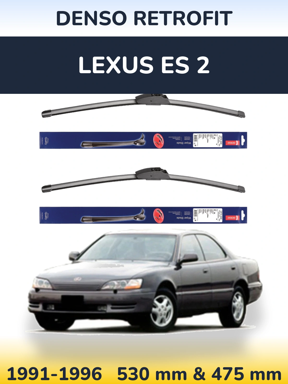 Komplet przednich wycieraczek Denso Retrofit 530 & 475 mm do Lexus ES 2 1991-1996