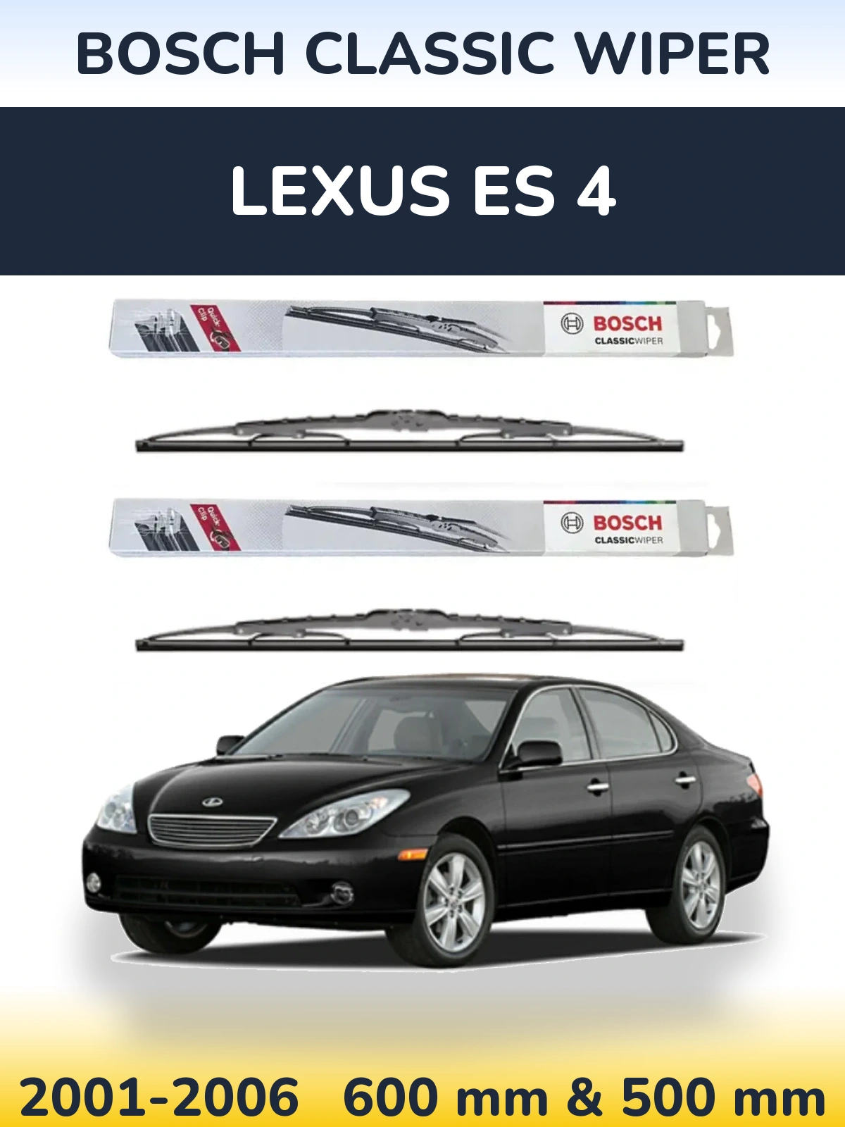 Комплект передних дворников BOSCH Classic Wiper 600 & 500 мм для Lexus ES 4 2001-2006