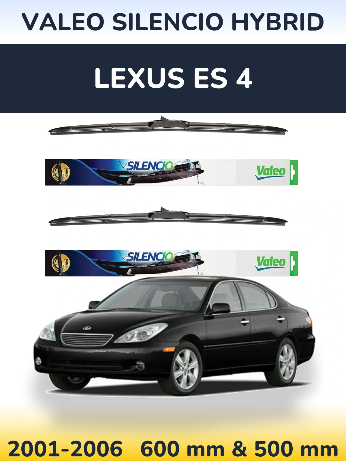 Komplet przednich wycieraczek Valeo Silencio Hybrid 600 & 500 mm do Lexus ES 4 2001-2006