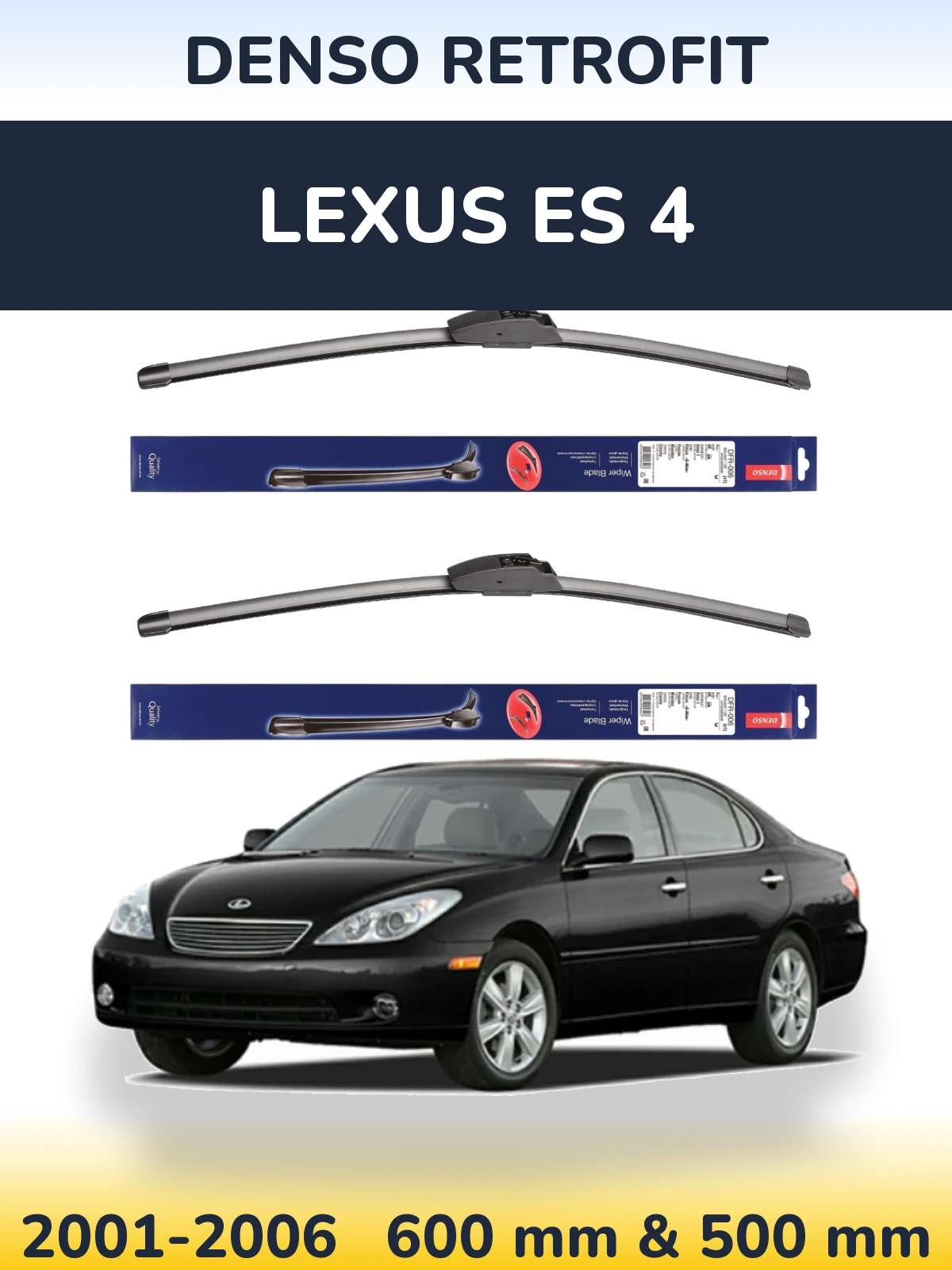 Komplet przednich wycieraczek Denso Retrofit 600 & 500 mm do Lexus ES 4 2001-2006