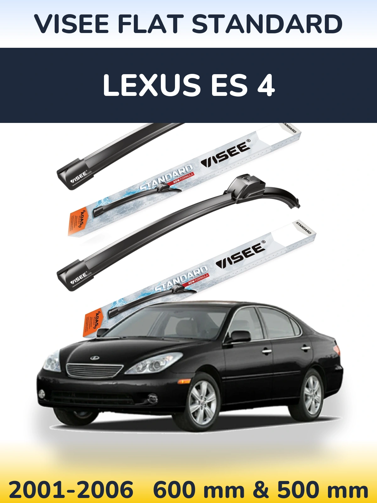 Комплект передних дворников VISEE FLAT STANDARD 600 & 500 мм для Lexus ES 4 2001-2006