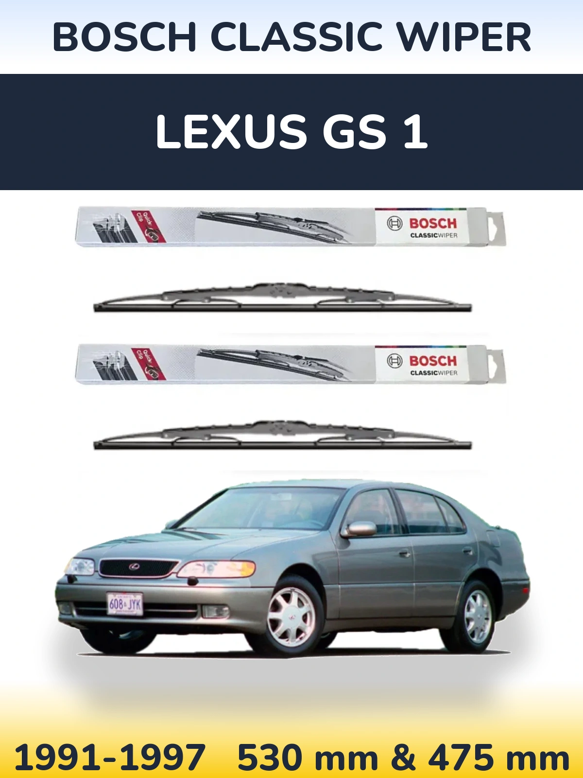 Komplet przednich wycieraczek BOSCH Classic Wiper 530 & 475 mm do Lexus GS 1 1991-1997