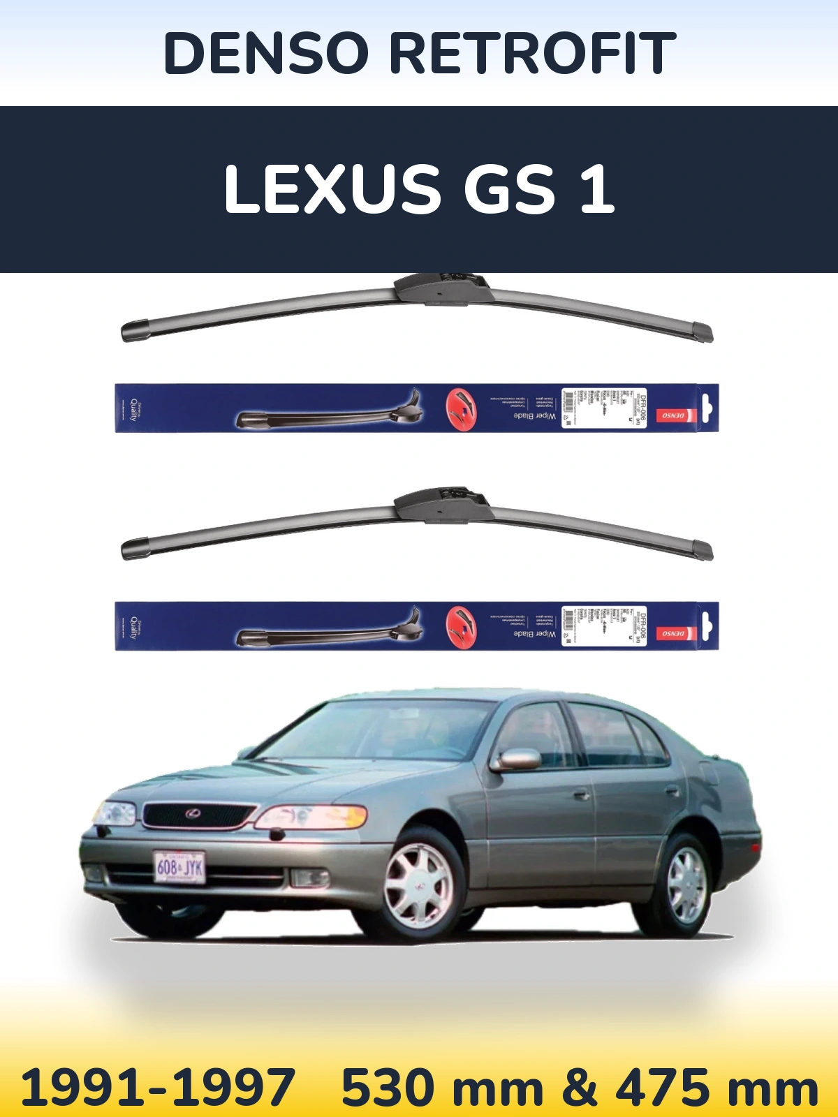 Комплект передних дворников Denso Retrofit 530 & 475 мм для Lexus GS 1 1991-1997