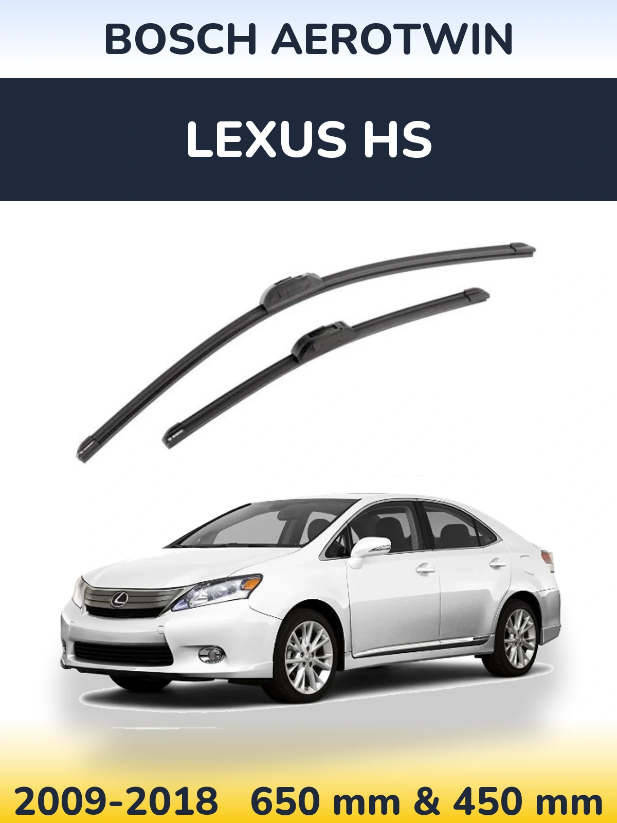 Komplet przednich wycieraczek BOSCH AeroTwin 650 & 450 mm do Lexus HS 2009-2018