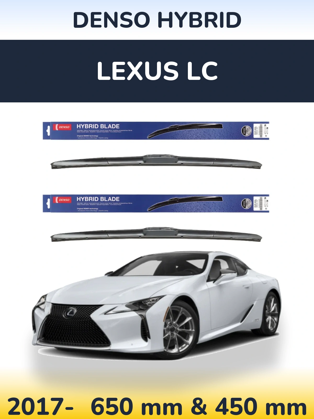 Komplet przednich wycieraczek Denso Hybrid 650 & 450 mm do Lexus LC 2017-2026