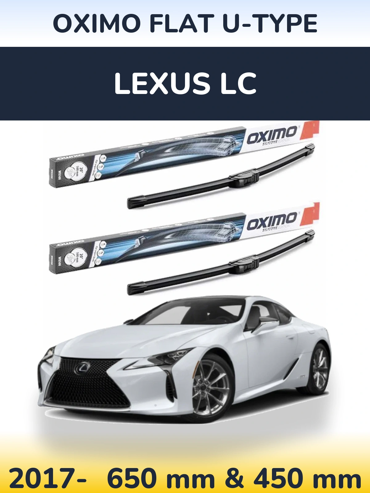 Komplet przednich wycieraczek Oximo Flat U-type 650 & 450 mm do Lexus LC 2017-2026