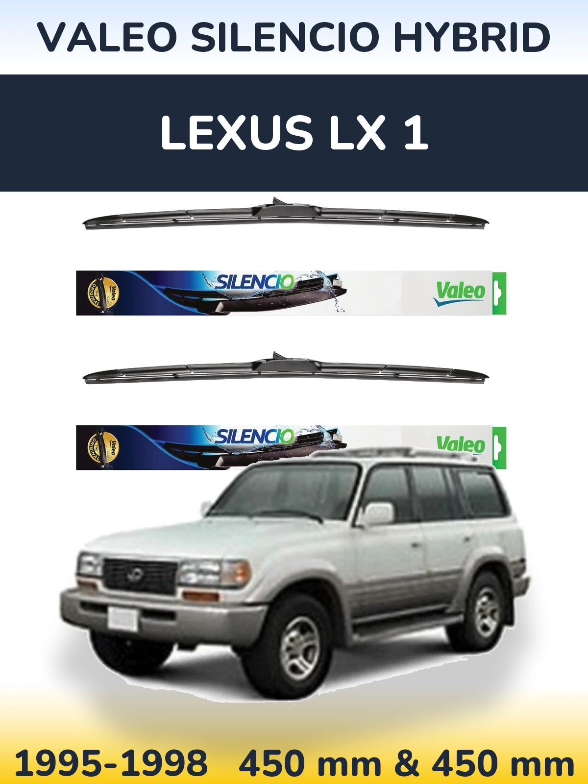 Комплект передних дворников Valeo Silencio Hybrid 450 & 450 мм для Lexus LX 1 1995-1998