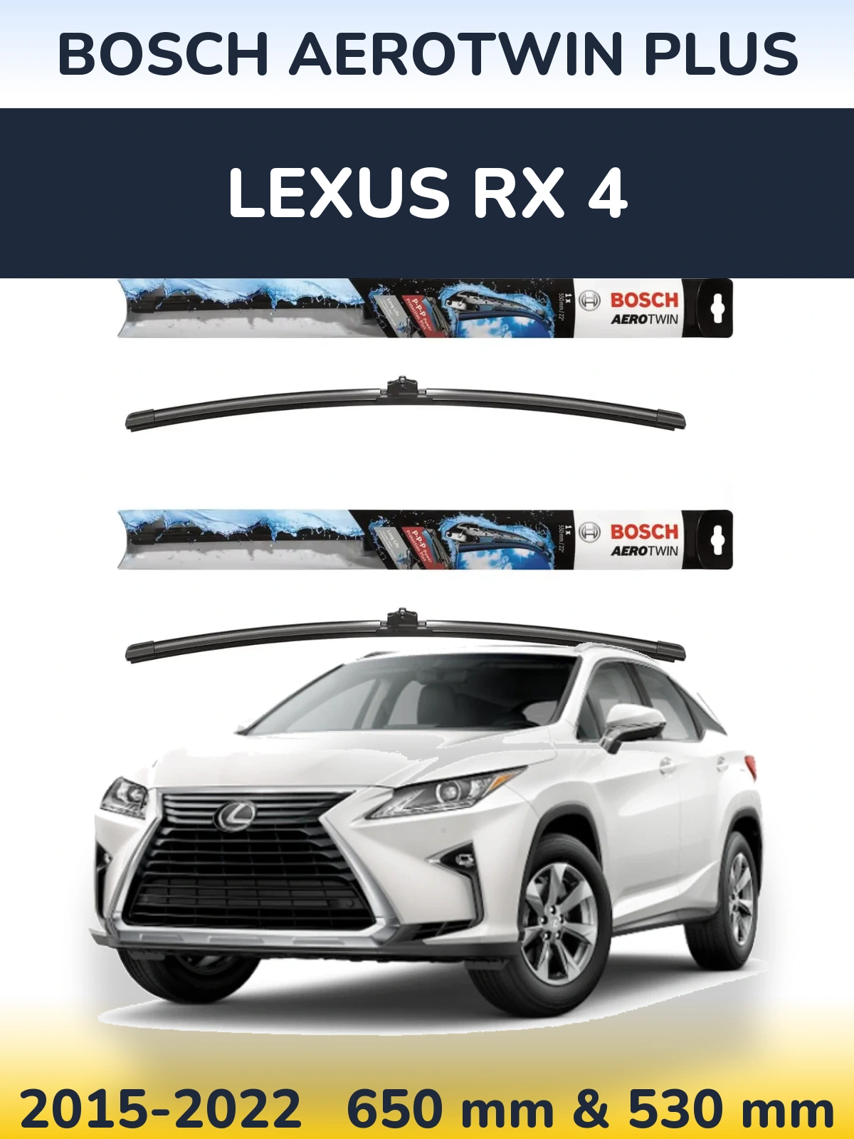 Komplet przednich wycieraczek BOSCH AeroTwin Plus 650 & 530 mm do Lexus RX 4 2015-2022
