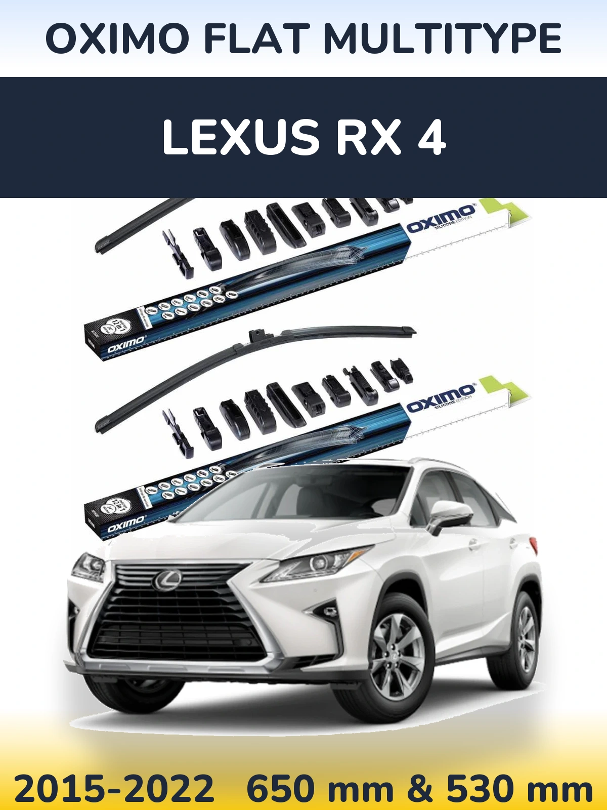 Komplet przednich wycieraczek Oximo Flat MultiType 650 & 530 mm do Lexus RX 4 2015-2022