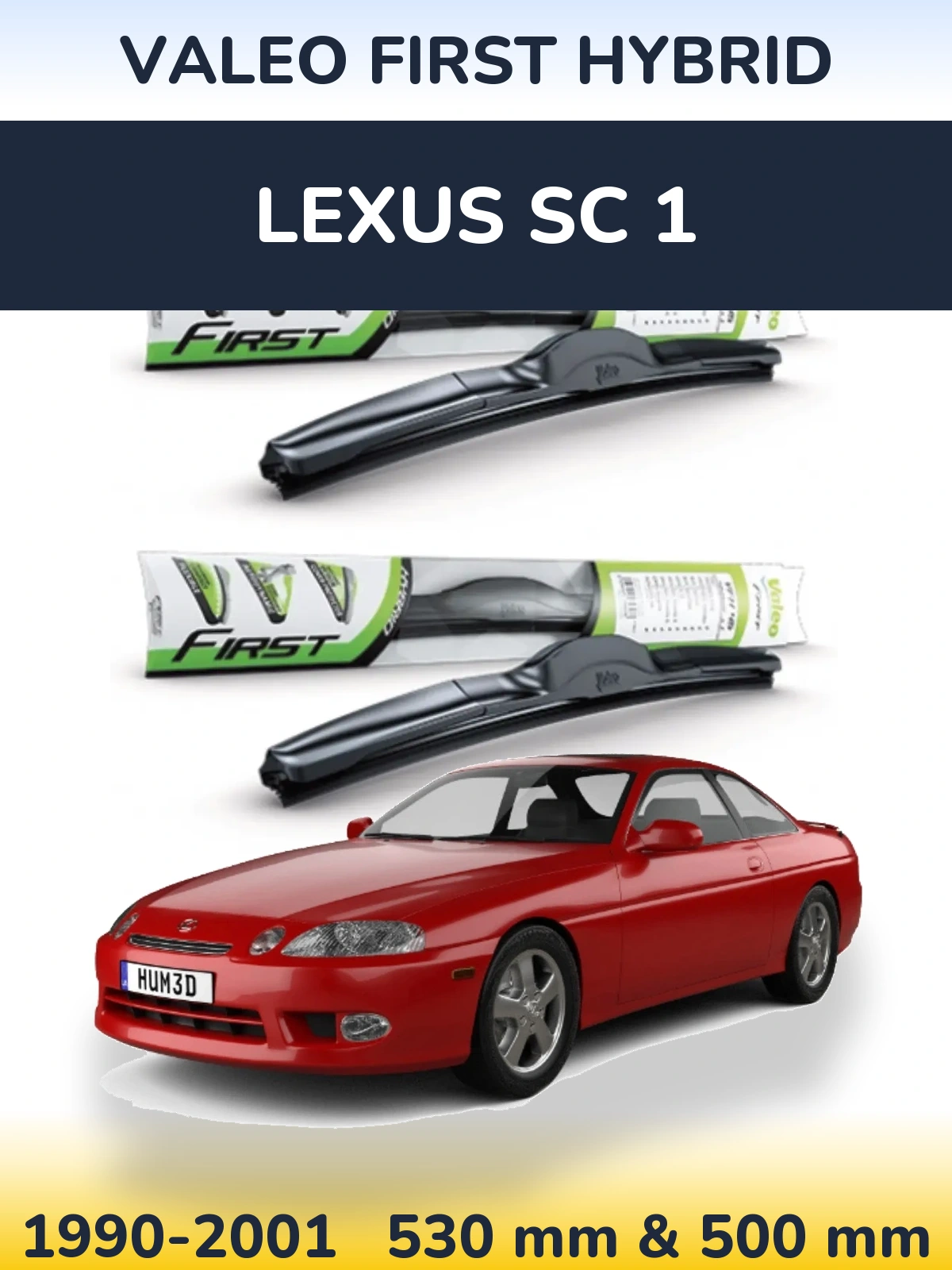 Komplet przednich wycieraczek Valeo First Hybrid 530 & 500 mm do Lexus SC 1 1990-2001