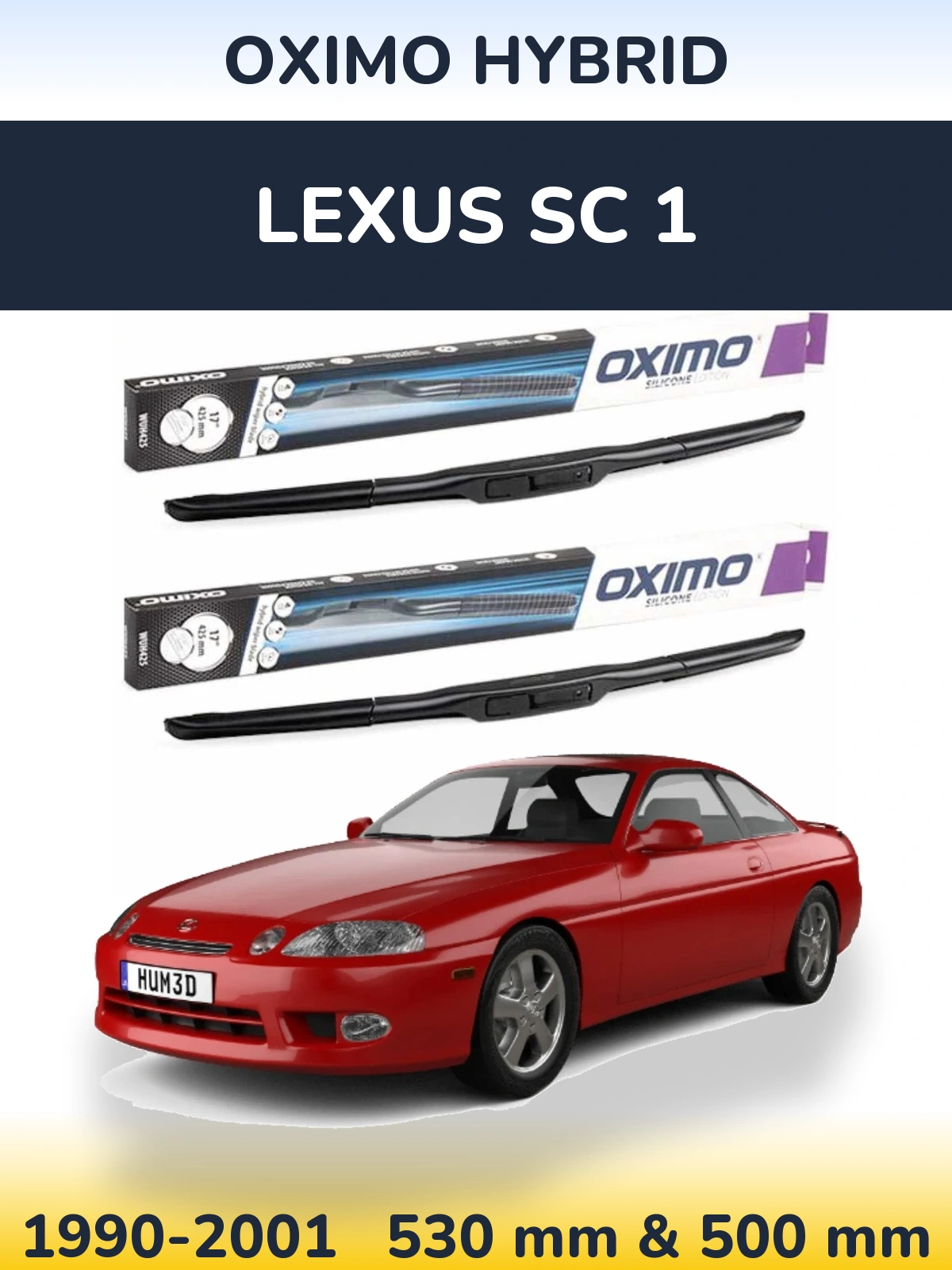 Komplet przednich wycieraczek Oximo Hybrid 530 & 500 mm do Lexus SC 1 1990-2001