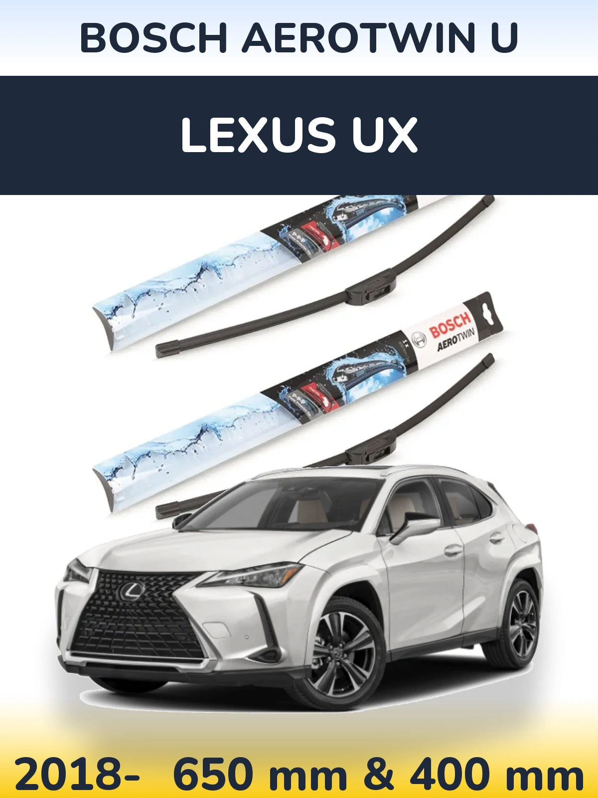 Komplet przednich wycieraczek BOSCH AeroTwin U 650 & 400 mm do Lexus UX 2018-2026