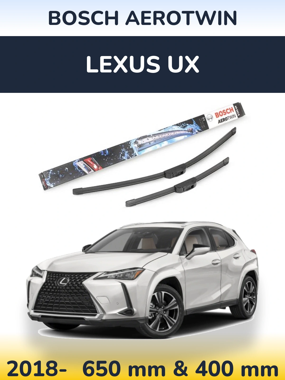 Komplet przednich wycieraczek BOSCH AeroTwin 650 & 400 mm do Lexus UX 2018-2026