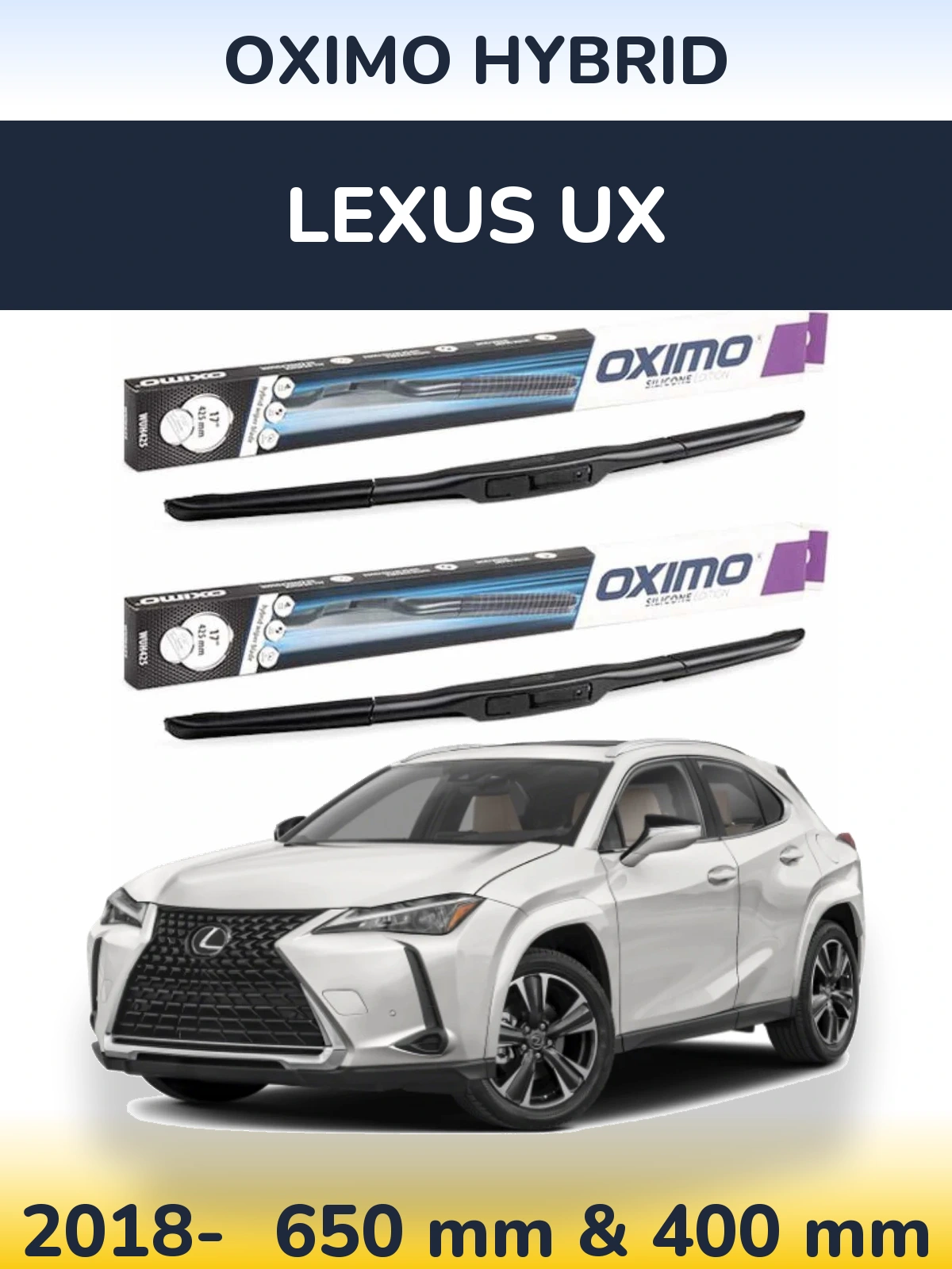 Komplet przednich wycieraczek Oximo Hybrid 650 & 400 mm do Lexus UX 2018-2026