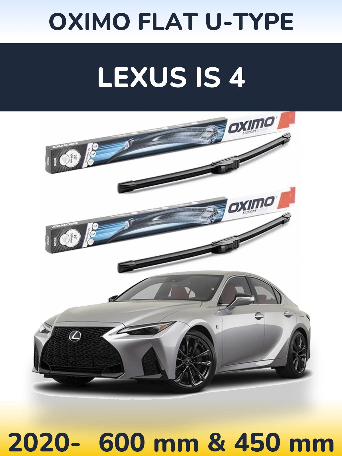 Komplet przednich wycieraczek Oximo Flat U-type 600 & 450 mm do Lexus IS 4 2020-2026
