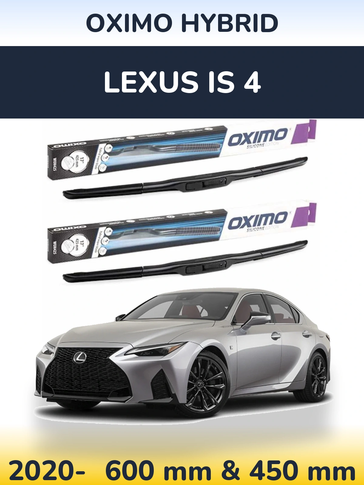 Комплект передних дворников Oximo Hybrid 600 & 450 мм для Lexus IS 4 2020-2026