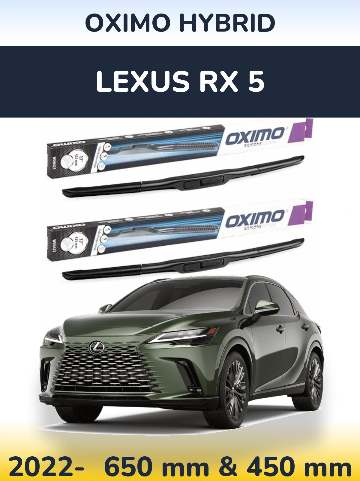 Komplet przednich wycieraczek Oximo Hybrid 650 & 450 mm do Lexus RX 5 2022-2026