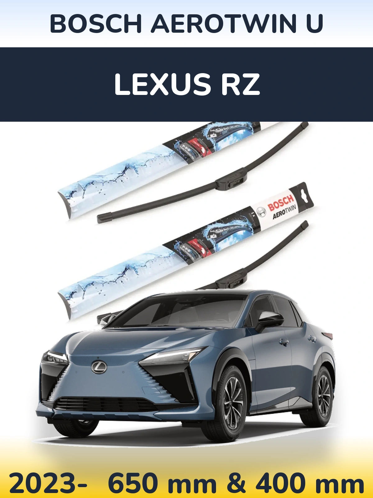 Комплект передних дворников BOSCH AeroTwin U 650 & 400 мм для Lexus RZ 2023-2026