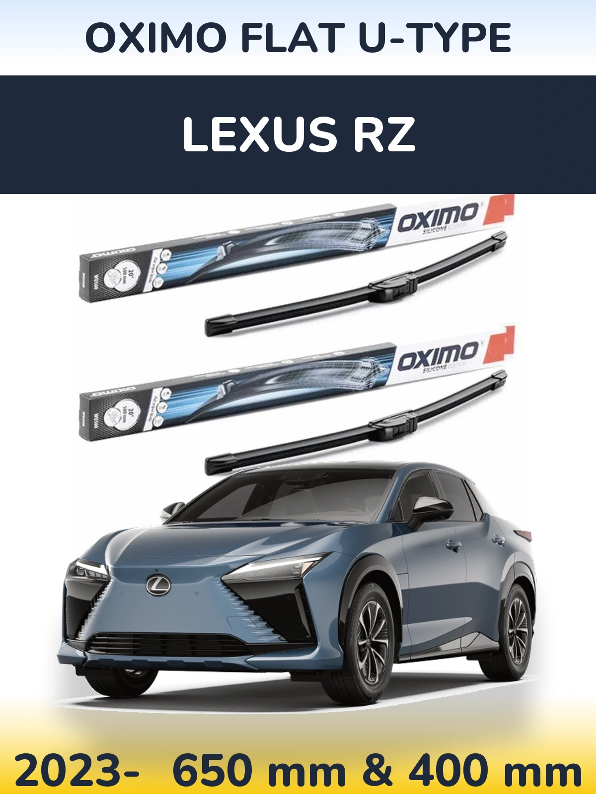 Komplet przednich wycieraczek Oximo Flat U-type 650 & 400 mm do Lexus RZ 2023-2026