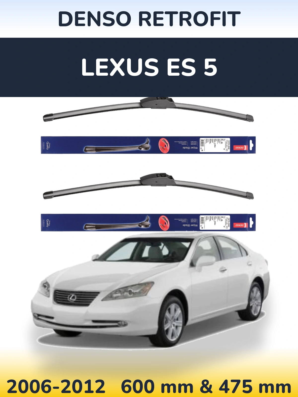 Комплект передних дворников Denso Retrofit 600 & 475 мм для Lexus ES 5 2006-2012
