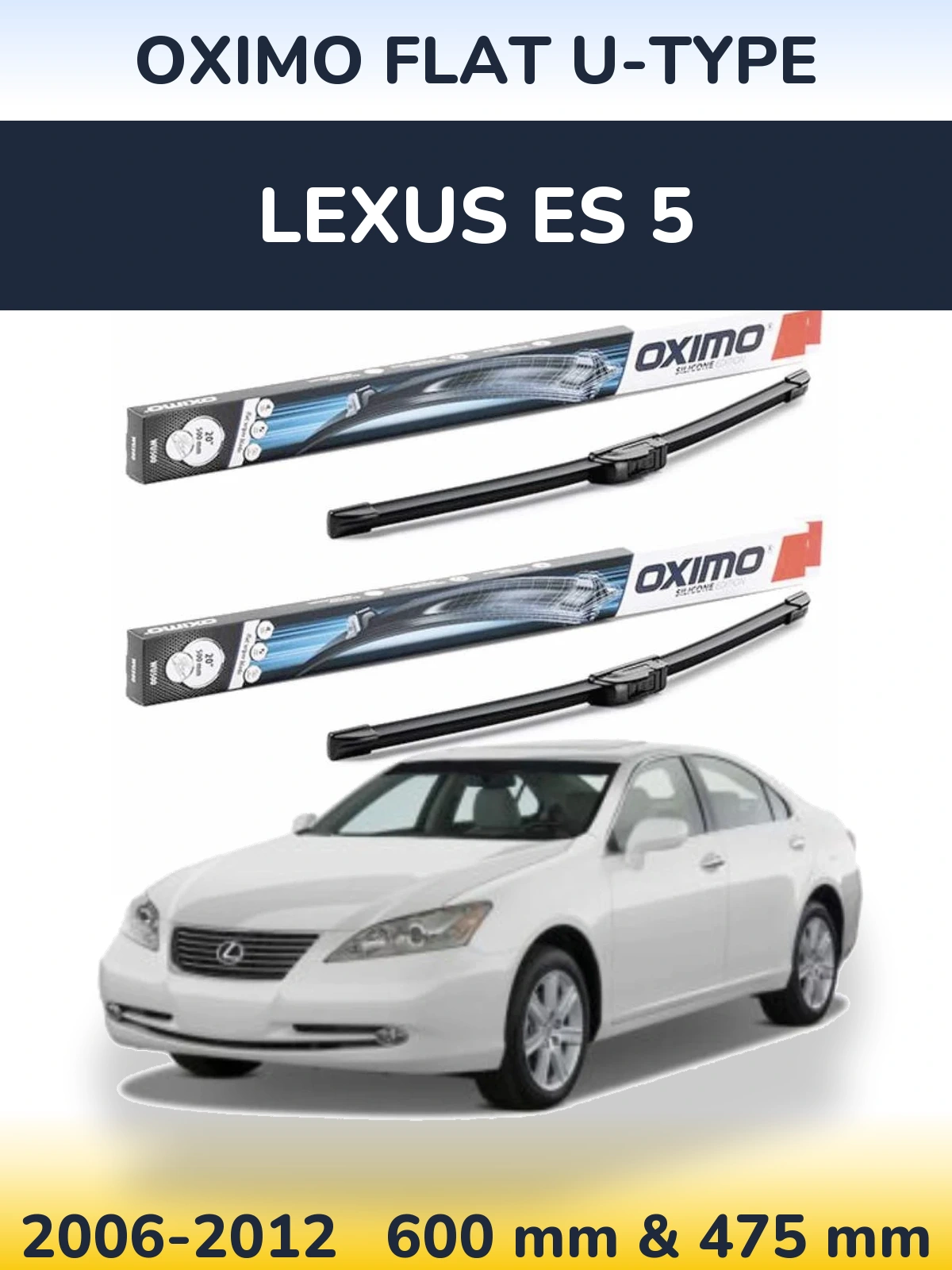Комплект передних дворников Oximo Flat U-type 600 & 475 мм для Lexus ES 5 2006-2012