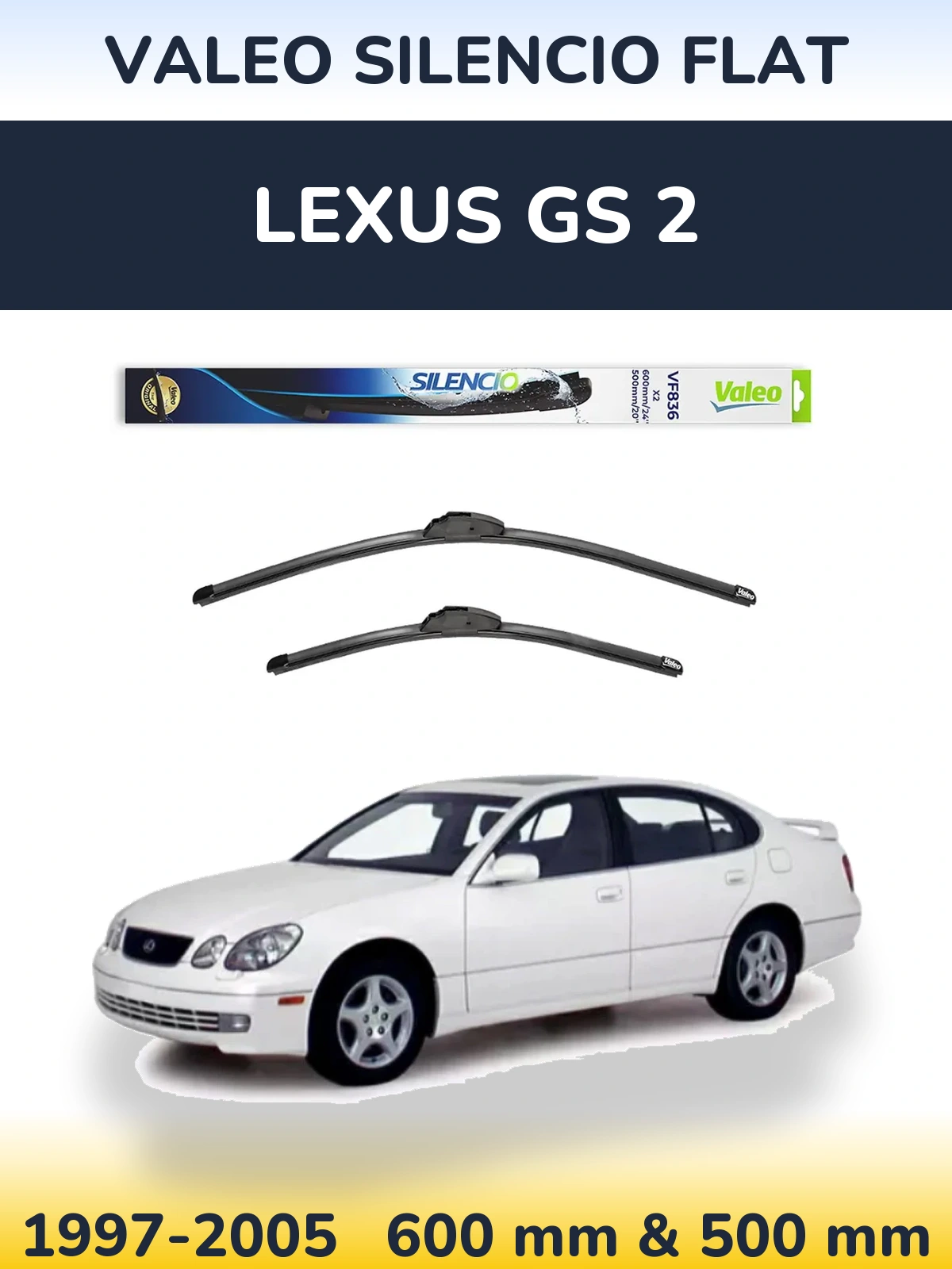 Комплект передних дворников Valeo Silencio Flat 600 & 500 мм для Lexus GS 2 1997-2005