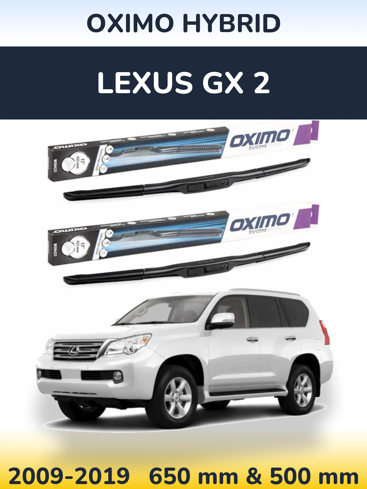 Komplet przednich wycieraczek Oximo Hybrid 650 & 500 mm do Lexus GX 2 2009-2019