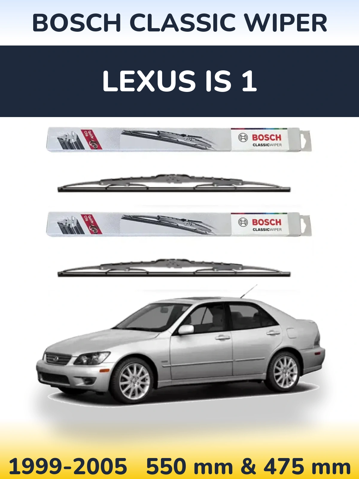 Комплект передних дворников BOSCH Classic Wiper 550 & 475 мм для Lexus IS 1 1999-2005