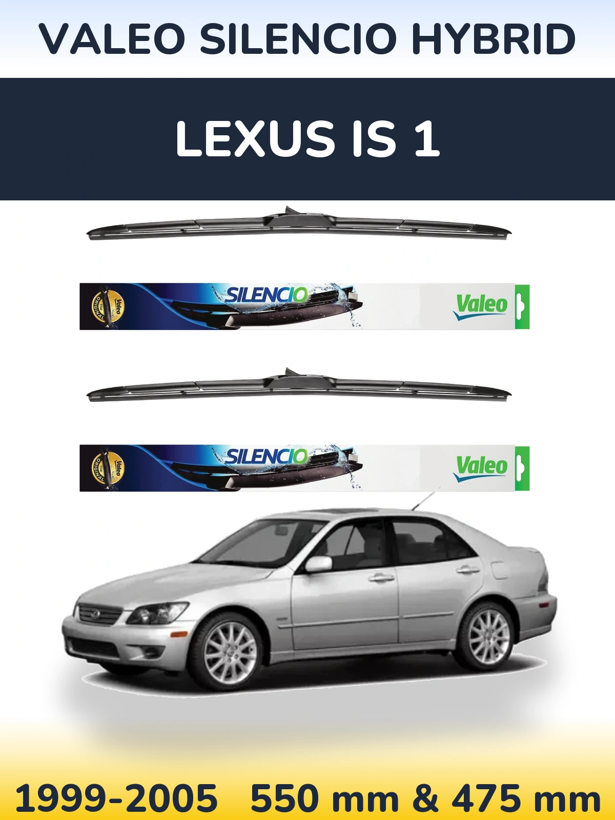 Комплект передних дворников Valeo Silencio Hybrid 550 & 475 мм для Lexus IS 1 1999-2005