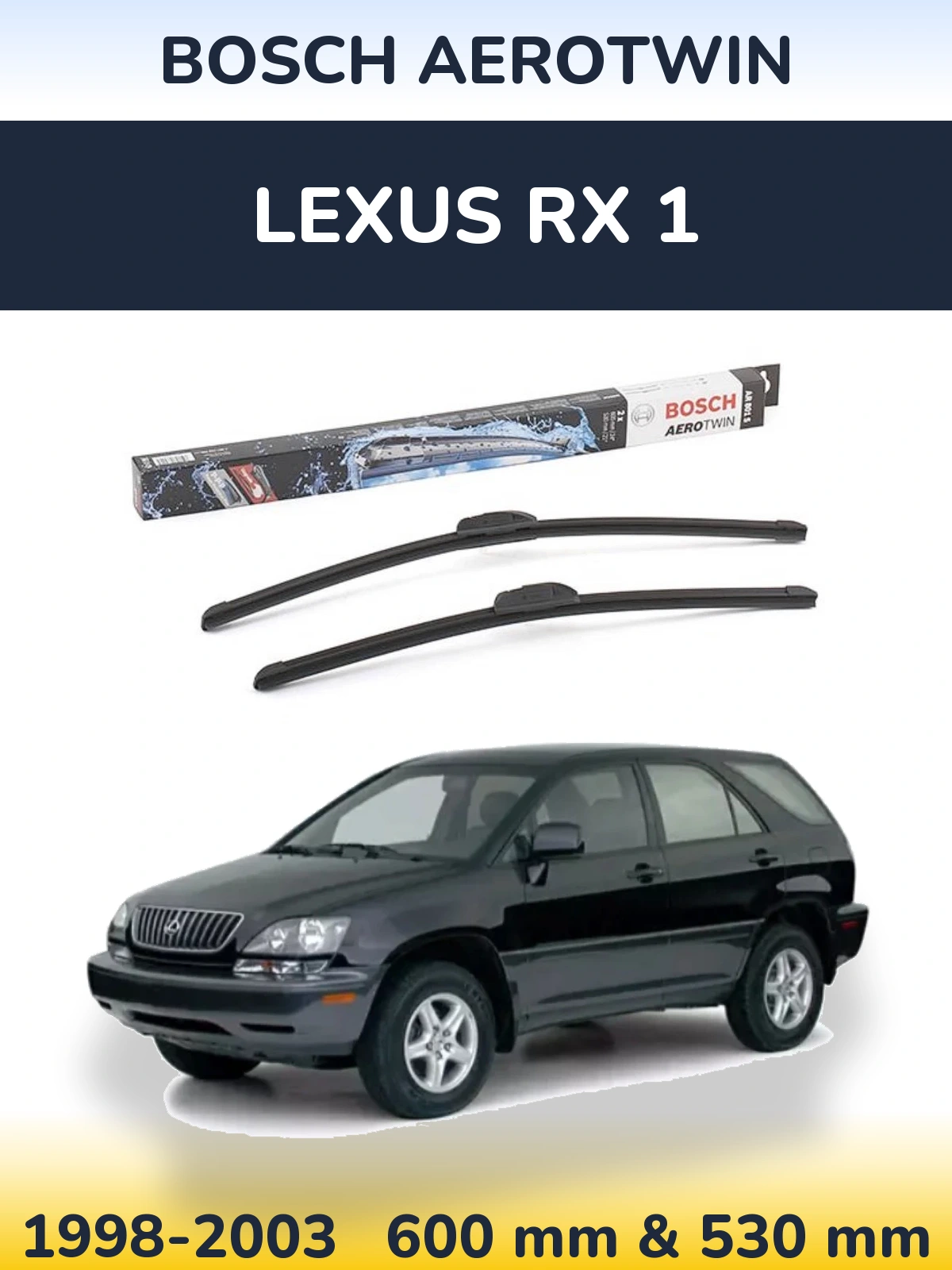 Комплект передних дворников BOSCH AeroTwin 600 & 530 мм для Lexus RX 1 1998-2003