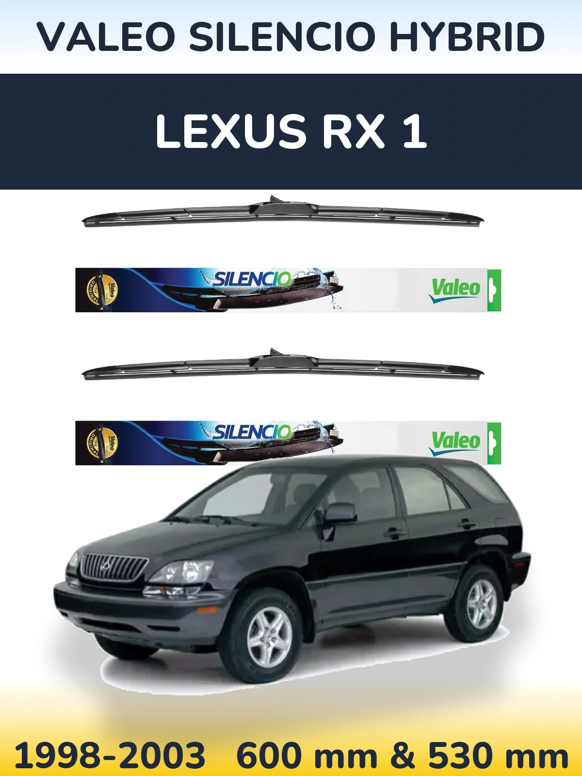 Komplet przednich wycieraczek Valeo Silencio Hybrid 600 & 530 mm do Lexus RX 1 1998-2003