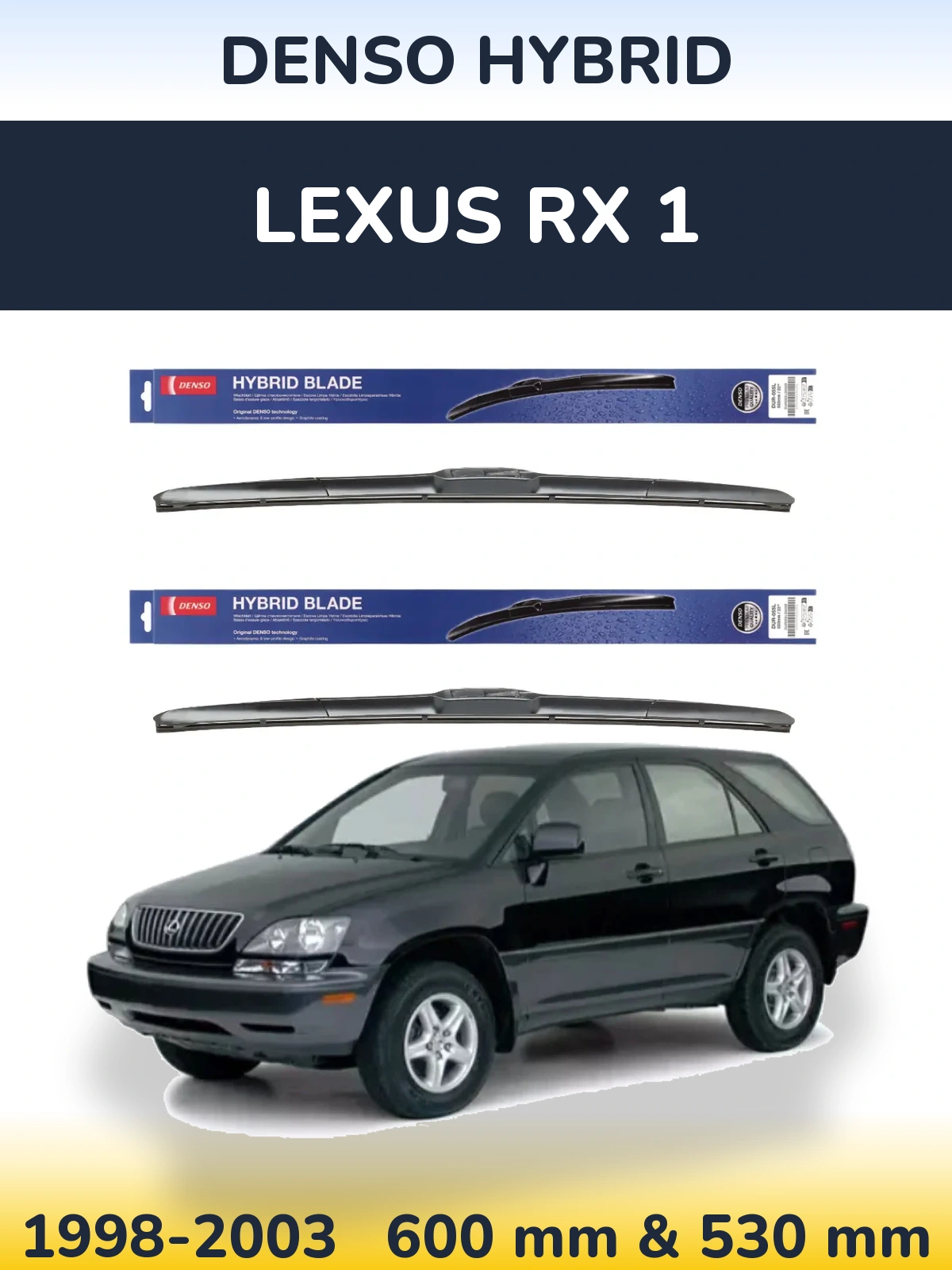 Komplet przednich wycieraczek Denso Hybrid 600 & 530 mm do Lexus RX 1 1998-2003