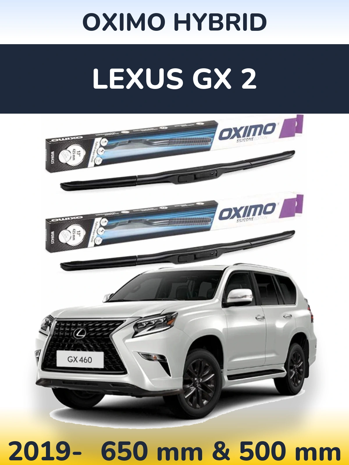 Komplet przednich wycieraczek Oximo Hybrid 650 & 500 mm do Lexus GX 2 2019-2026