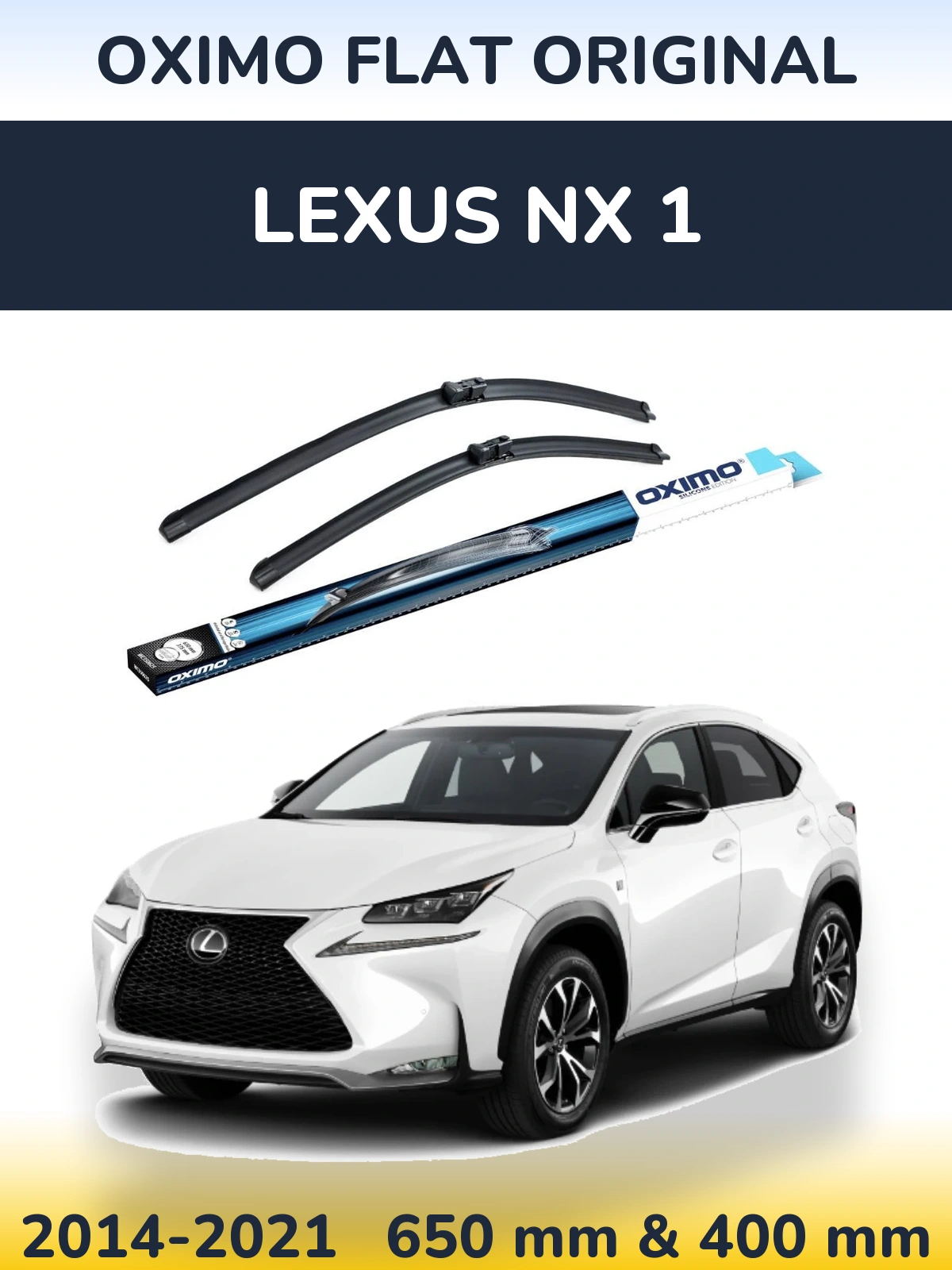 Front wiper blade set Oximo Flat Original 650 & 400 mm for Lexus NX 1 2014-2021