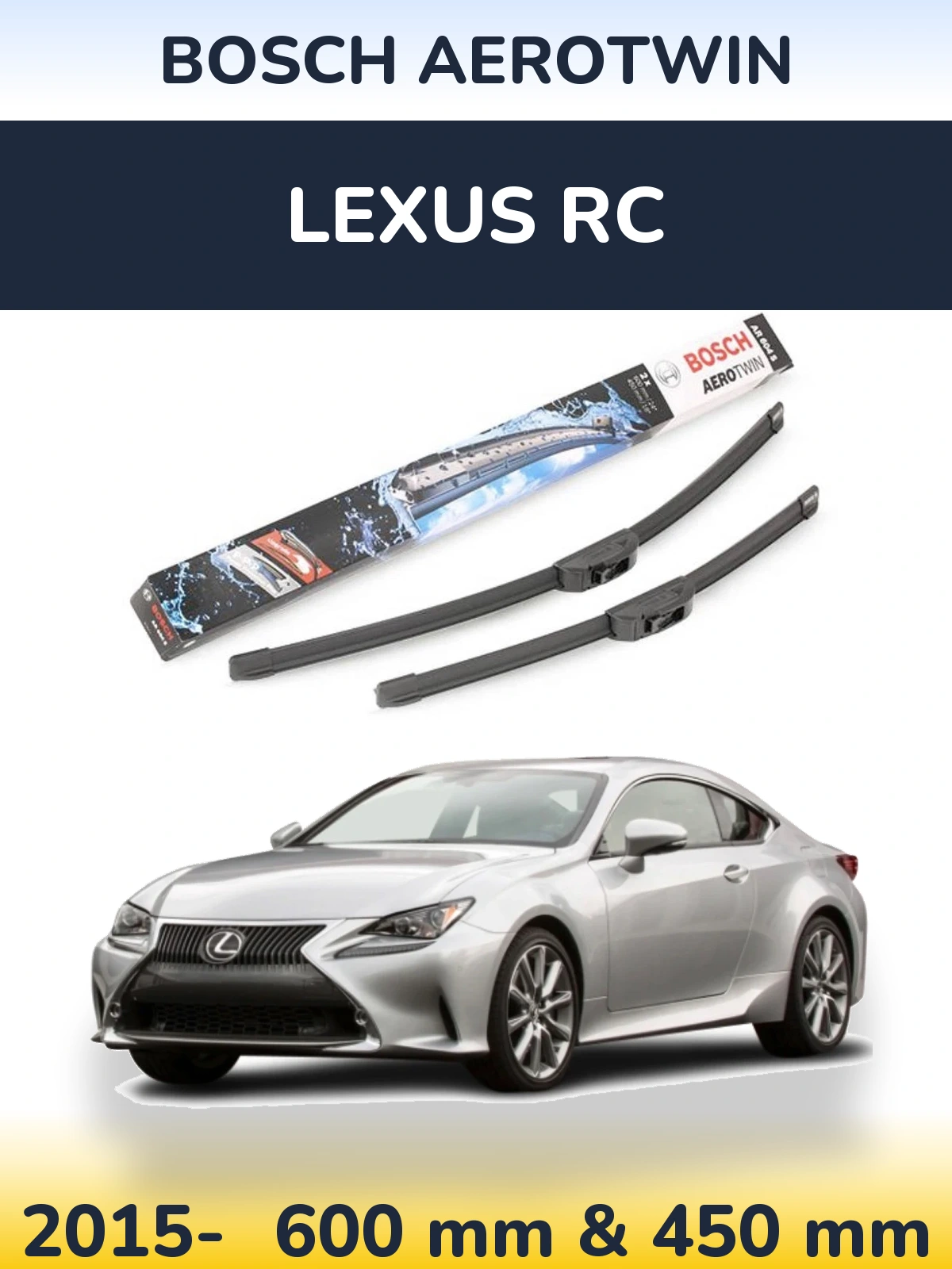 Комплект передних дворников BOSCH AeroTwin 600 & 450 мм для Lexus RC 2015-2026