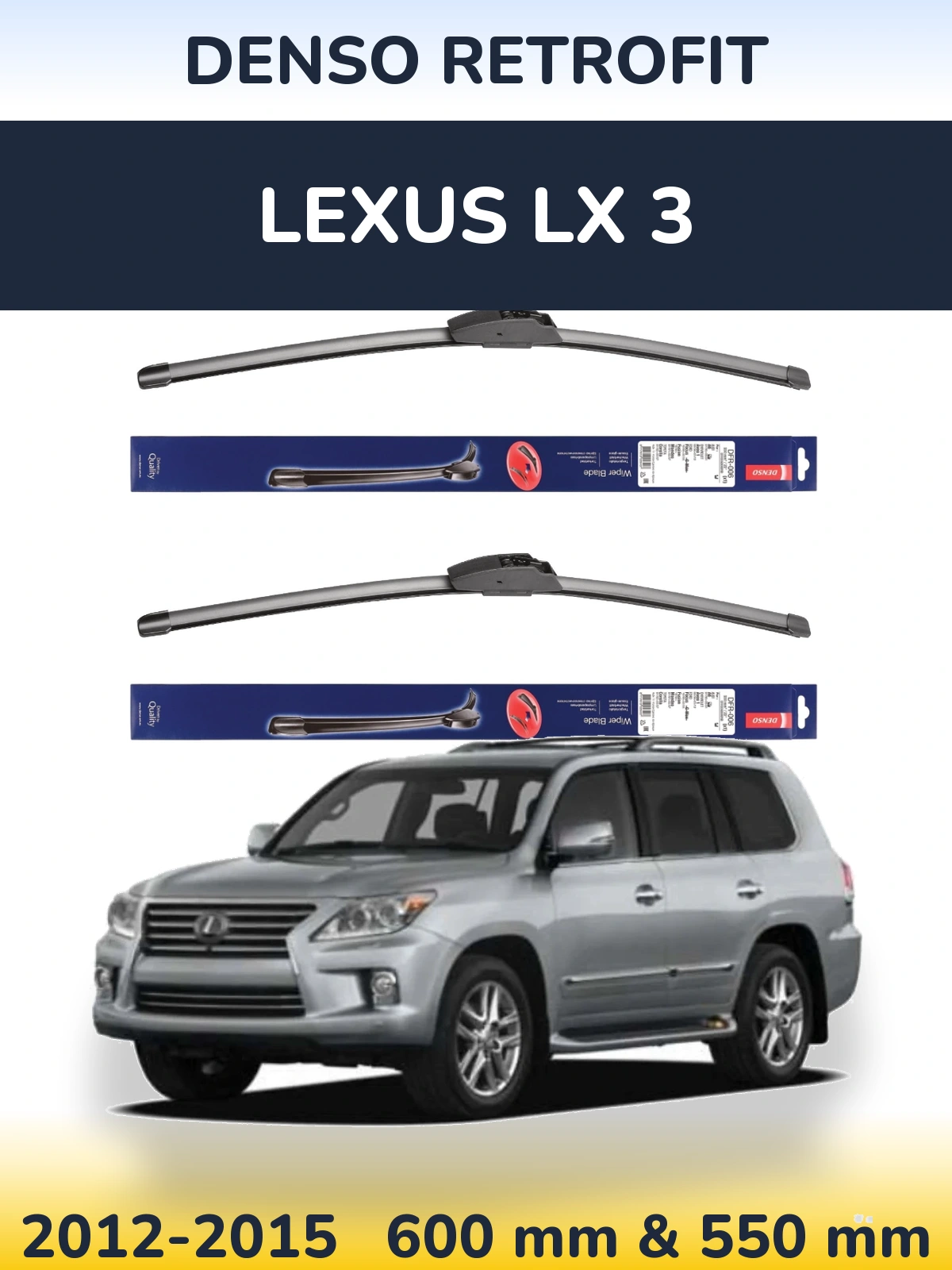 Komplet przednich wycieraczek Denso Retrofit 600 & 550 mm do Lexus LX 3 2012-2015