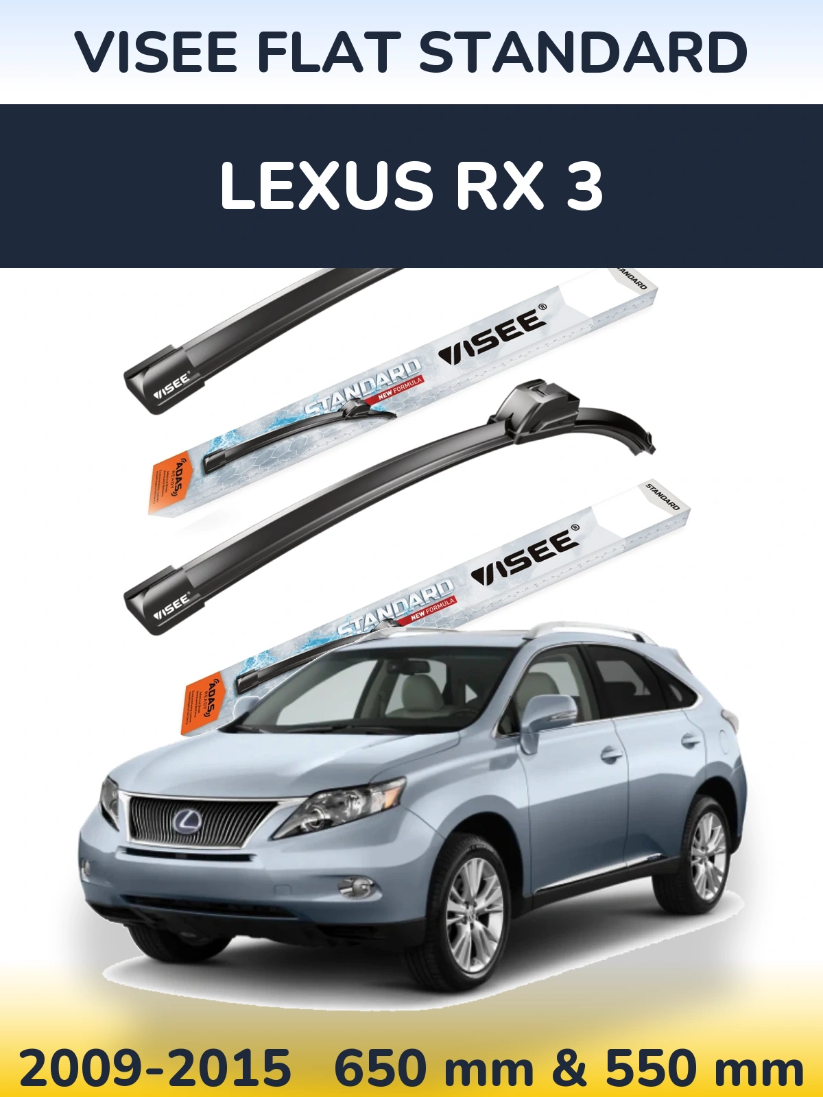 Комплект передних дворников VISEE FLAT STANDARD 650 & 550 мм для Lexus RX 3 2009-2015