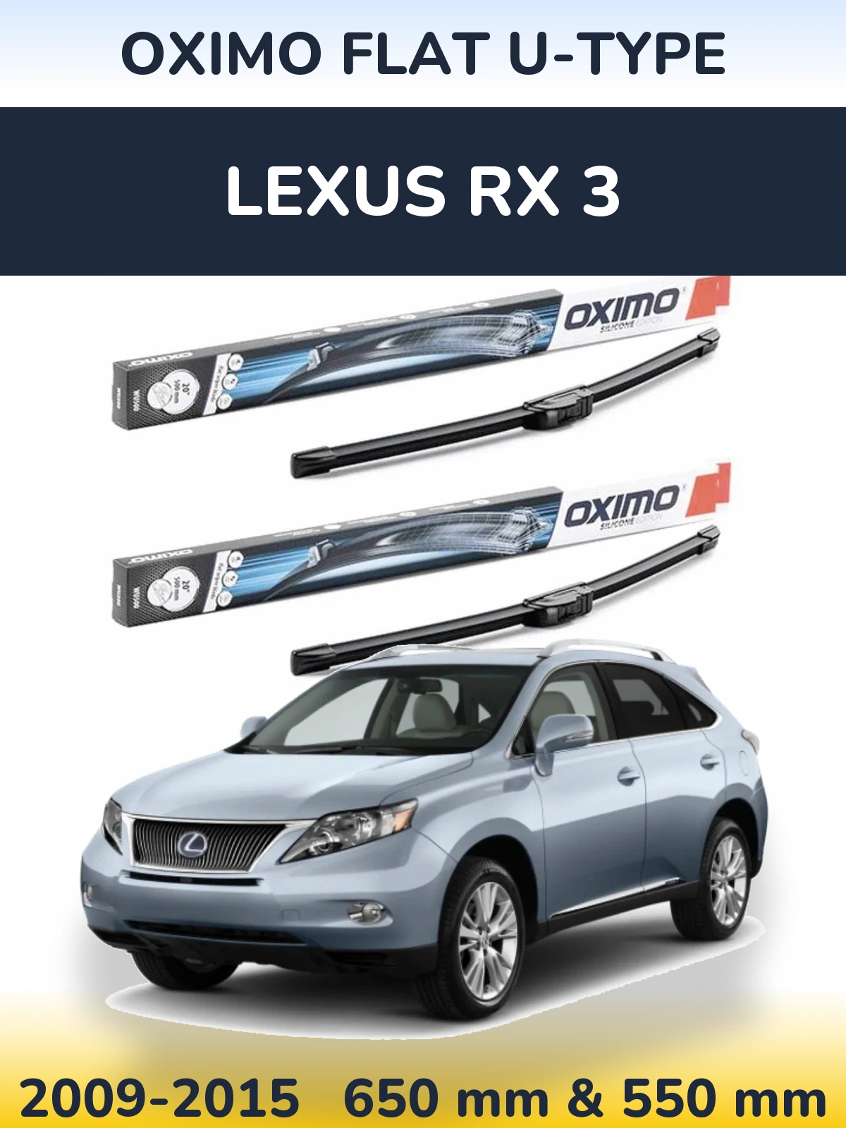 Комплект передних дворников Oximo Flat U-type 650 & 550 мм для Lexus RX 3 2009-2015