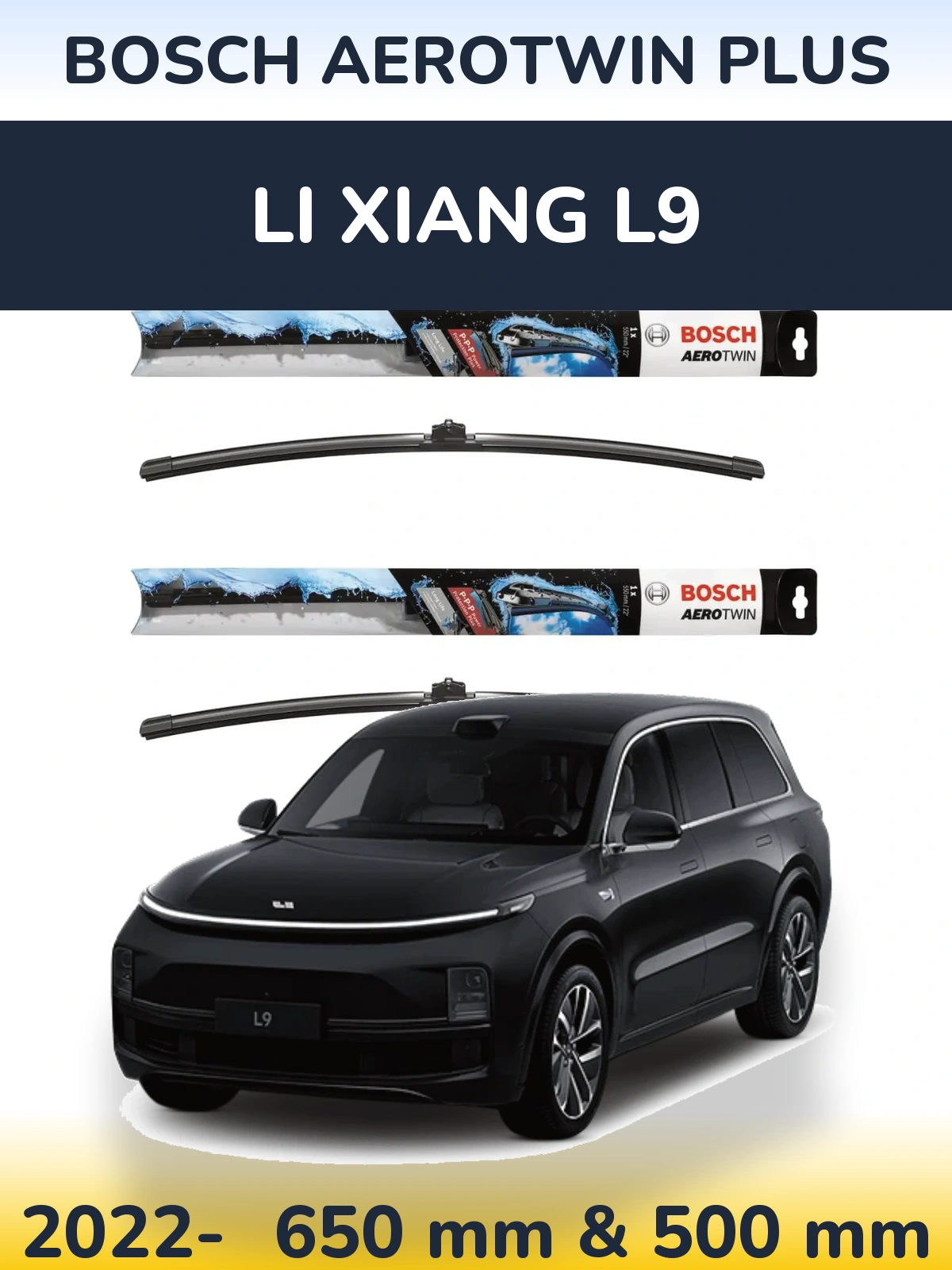 Комплект передних дворников BOSCH AeroTwin Plus 650 & 500 мм для Li Xiang L9 2022-2026
