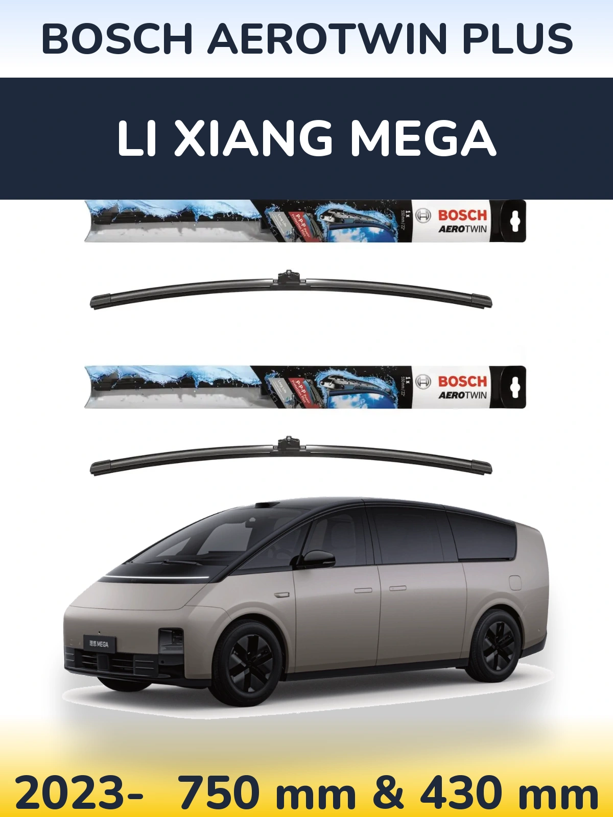 Komplet przednich wycieraczek BOSCH AeroTwin Plus 750 & 430 mm do Li Xiang Mega 2023-2026