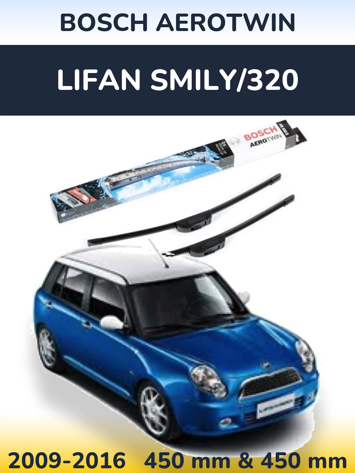 Komplet przednich wycieraczek BOSCH AeroTwin 450 & 450 mm do Lifan Smily/320 2009-2016