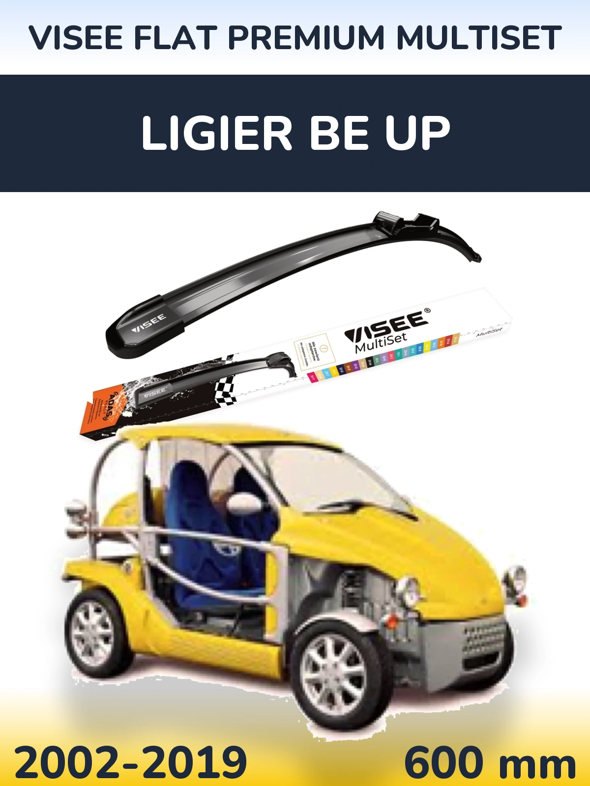 Przednia wycieraczka VISEE FLAT PREMIUM MultiSet 600 mm do Ligier Be Up 2002-2019
