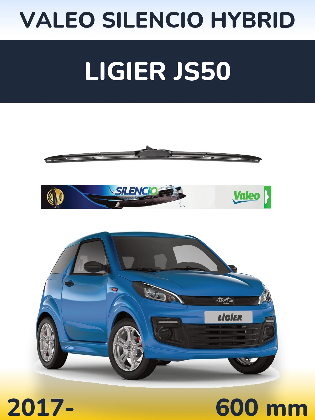 Przednia wycieraczka Valeo Silencio Hybrid 600 mm do Ligier JS50 2017-2026