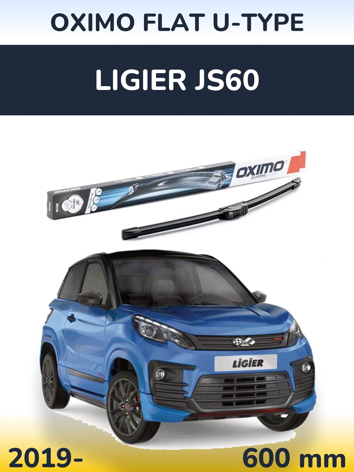 Przednia wycieraczka Oximo Flat U-type 600 mm do Ligier JS60 2019-2026