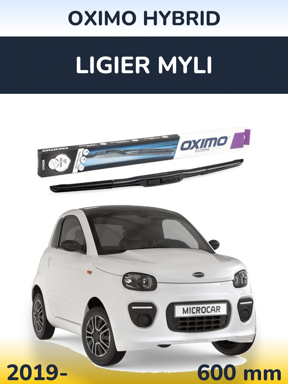 Передний дворник Oximo Hybrid 600 мм для Ligier Myli 2019-2026