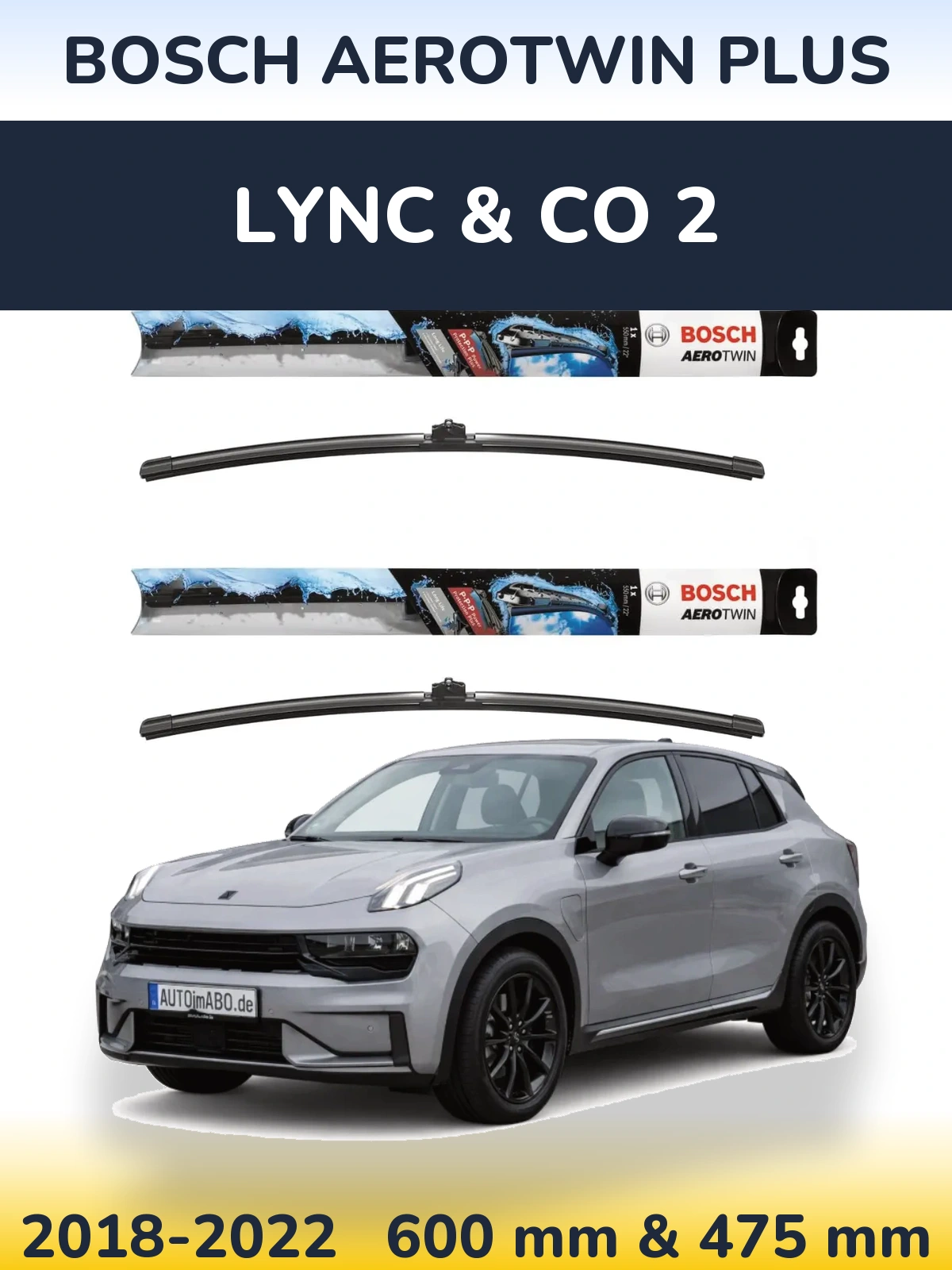 Komplet przednich wycieraczek BOSCH AeroTwin Plus 600 & 475 mm do Lync & Co 2 2018-2022