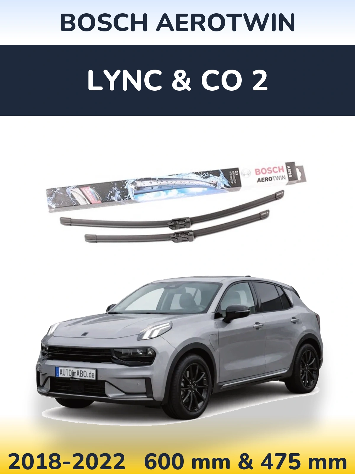 Комплект передних дворников BOSCH AeroTwin 600 & 475 мм для Lync & Co 2 2018-2022