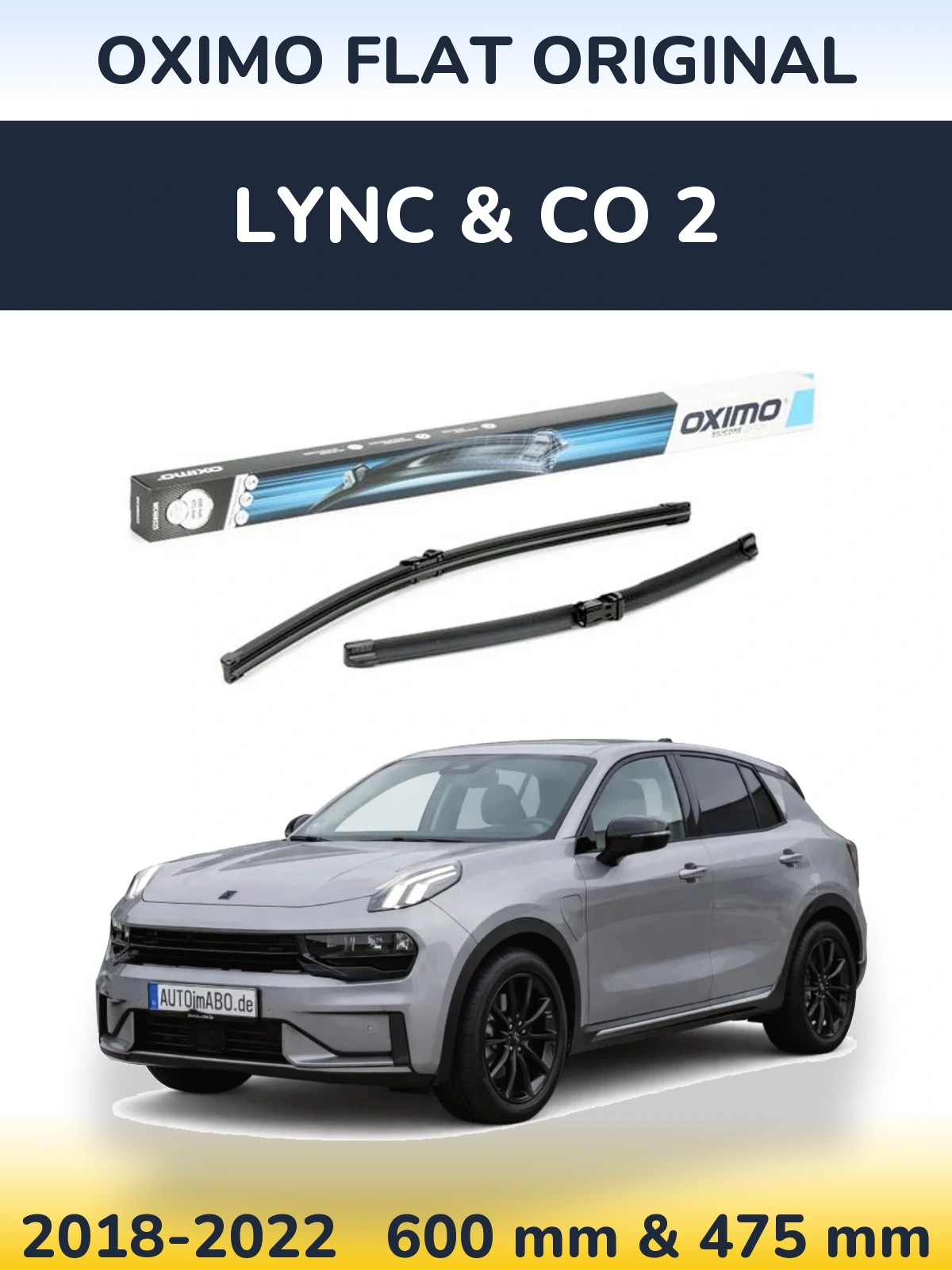 Komplet przednich wycieraczek Oximo Flat Original 600 & 475 mm do Lync & Co 2 2018-2022