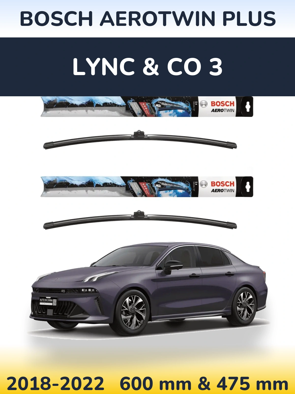 Komplet przednich wycieraczek BOSCH AeroTwin Plus 600 & 475 mm do Lync & Co 3 2018-2022